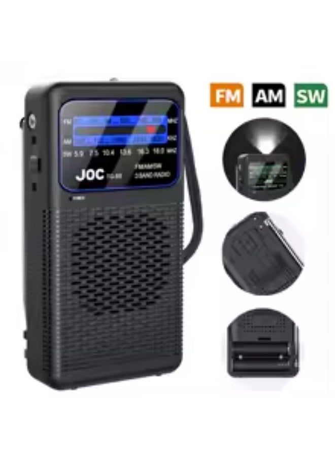 جوك المحمولة FM/AM/SW راديو بطارية استقبال FM استقبال ممتاز واضح المتكلم مع 3.5 مللي متر سماعة جاك LED الإضاءة لكبار السن - Image 2